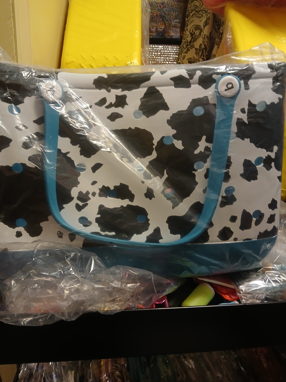 Blue & White Cow Print LARGE  Bogg LIKE BAG